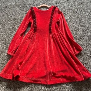 Mini Boden red velour dress 9-10y